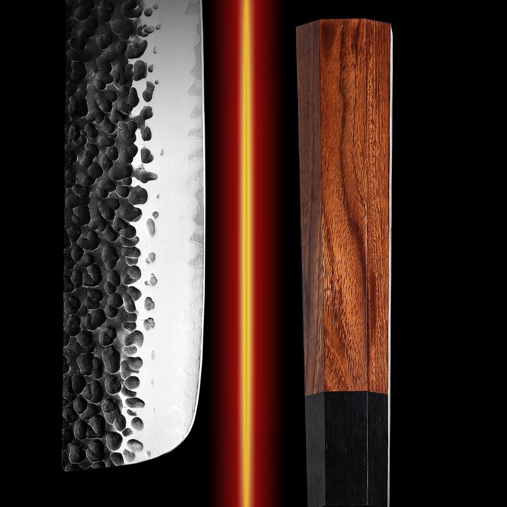 chef knife for cooking - Ryujin™ 7.0" Nakiri Knife with Rosewood & Ebony Wood Handle - Shokunin USA