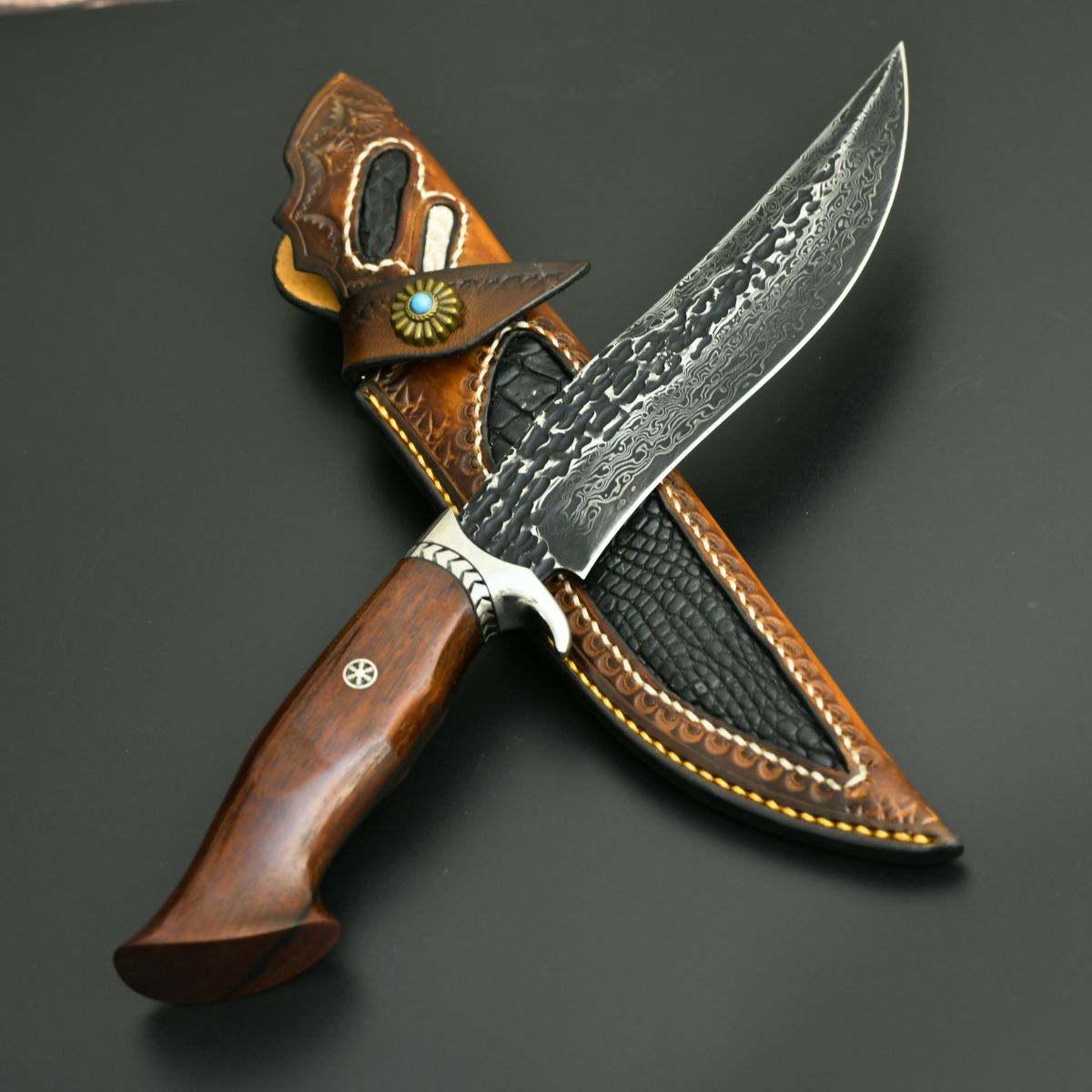camp knife - Aphrodite Japanese Hunting Utility Knife with Exotic Sandalwood Handle - Shokunin USA