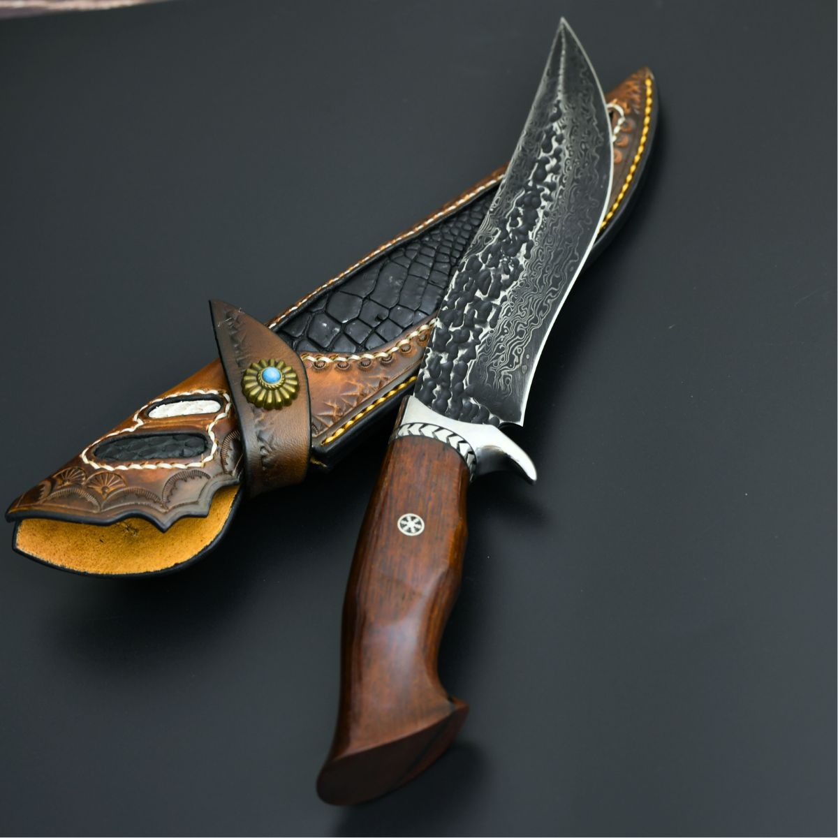survival knife - Aphrodite Japanese Hunting Utility Knife with Exotic Sandalwood Handle - Shokunin USA