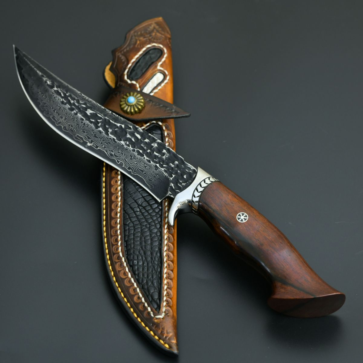 fixed blade camping knife - Aphrodite Japanese Hunting Utility Knife with Exotic Sandalwood Handle - Shokunin USA