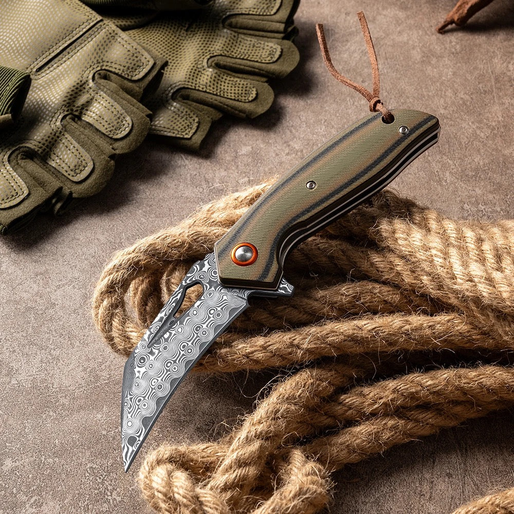 pocket knife - Scorpion Japanese Folding Pocket Knife with VG-10 Damascus Steel & G10 Handle - Shokunin USA