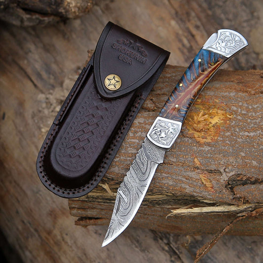 Striker Custom Folding Knife with Pine Cone Handle - Shokunin USA