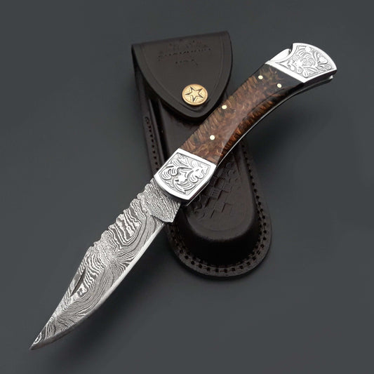 Striker Custom Pocket Knife with Pine Cone Handle - Shokunin USA