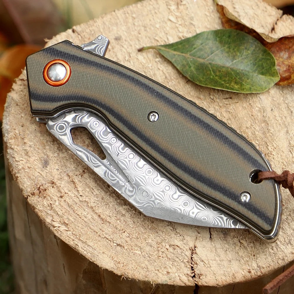 handmade pocket knife - Scorpion Japanese Folding Pocket Knife with VG-10 Damascus Steel & G10 Handle - Shokunin USA