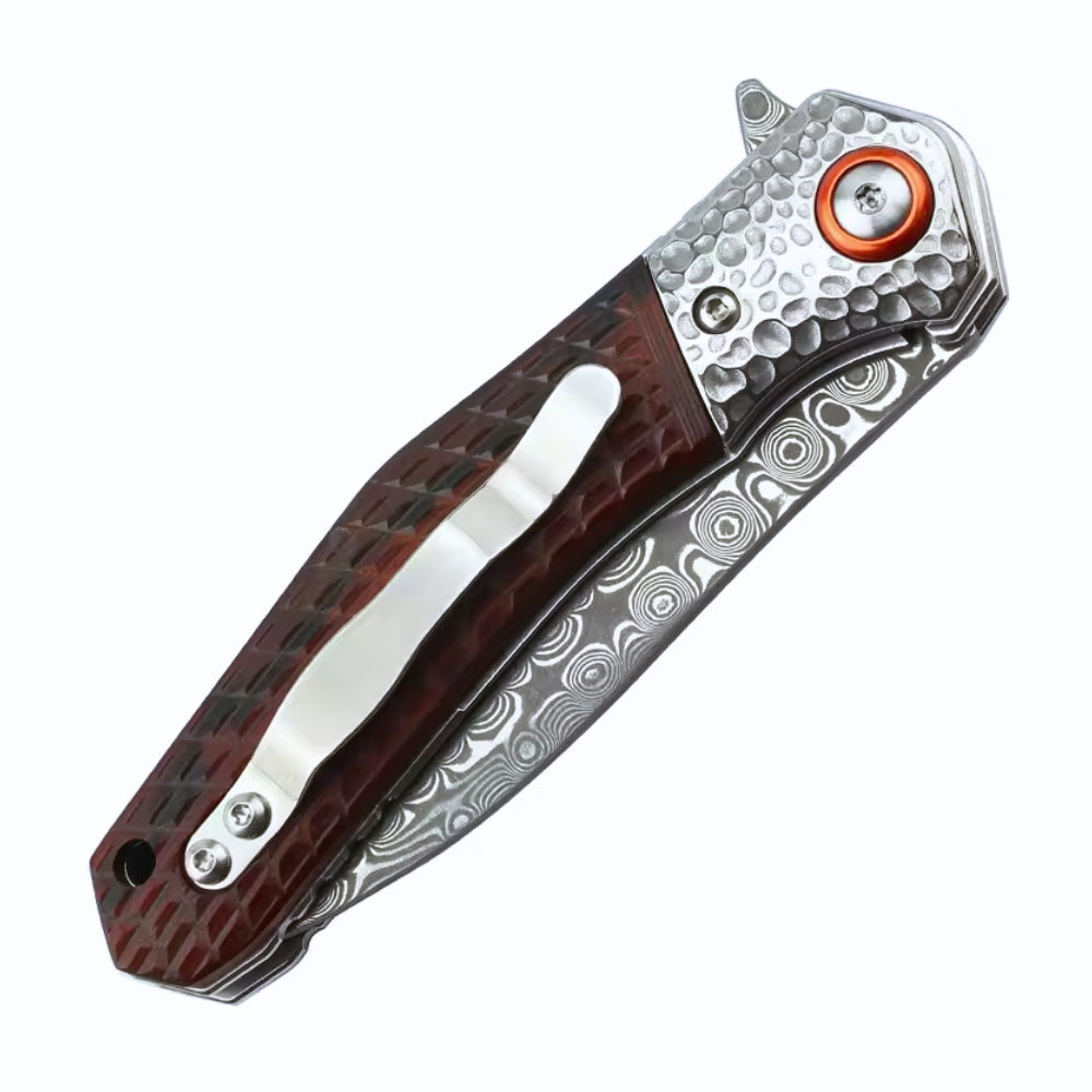 everyday carry knife - Wayfarer Japanese VG10 Damascus EDC Pocket Knife with Clip and Sandalwood Handle - Shokunin USA