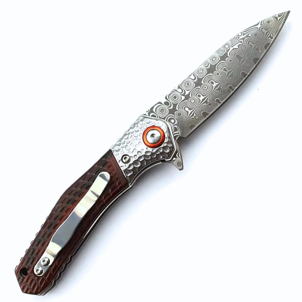 folding pocket knife - Wayfarer Japanese VG10 Damascus EDC Pocket Knife with Clip and Sandalwood Handle - Shokunin USA