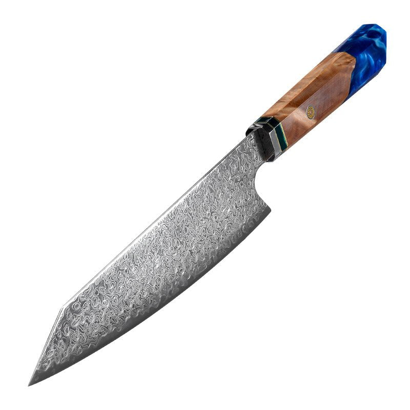 leather knife holder - Brilliance Japanese VG10 Damascus 8-inch Chef's Knife with Exotic Olive Wood Handle & Sheath - Shokunin USA