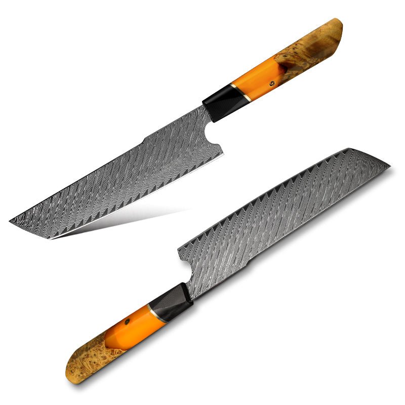 professional chef knife - Kotetsu VG10 Chef Knife Damascus Nakiri Knife with Exotic Olive Wood Handle - Shokunin USA