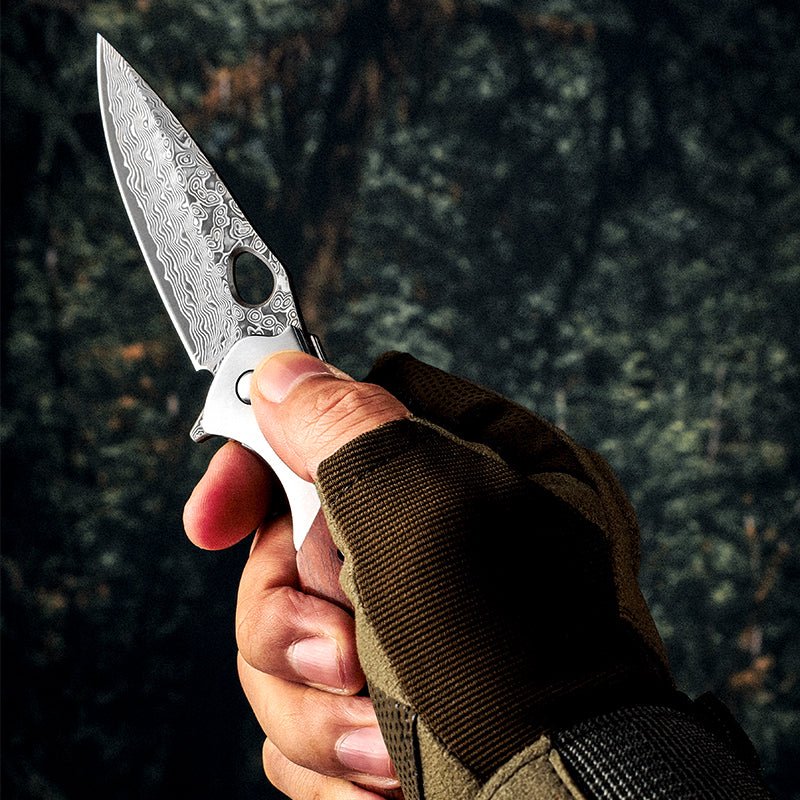 everyday carry knife - Polar Japanese VG10 Damascus Pocket Knife with Exotic Sandal Wood Handle - Shokunin USA