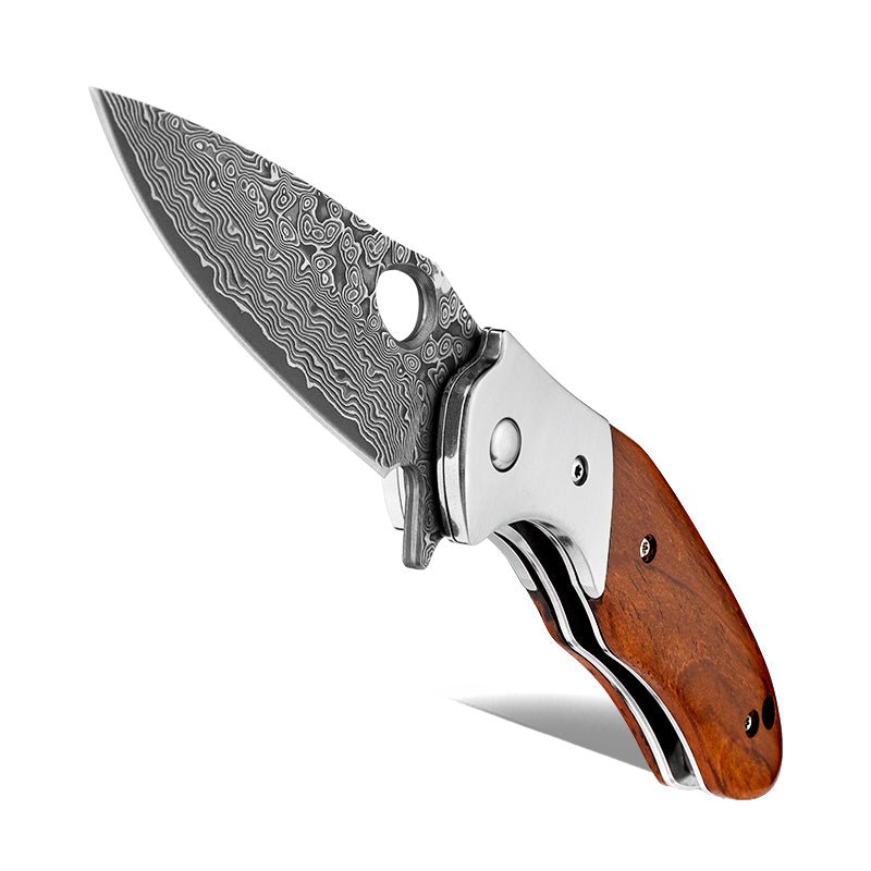 pocket folding knife - Polar Japanese VG10 Damascus Pocket Knife with Exotic Sandal Wood Handle - Shokunin USA
