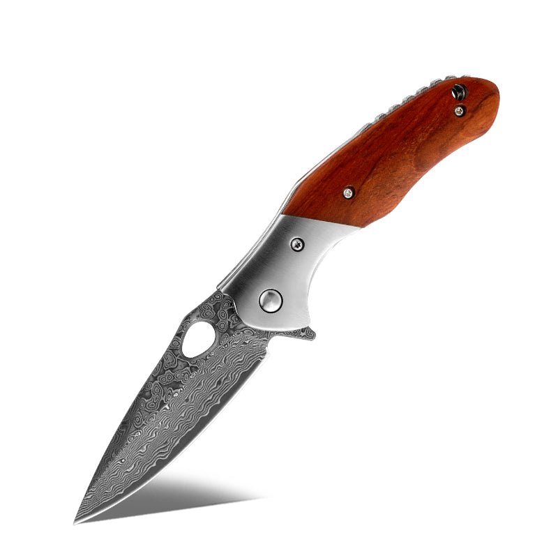 pocket knife - Polar Japanese VG10 Damascus Pocket Knife with Exotic Sandal Wood Handle - Shokunin USA