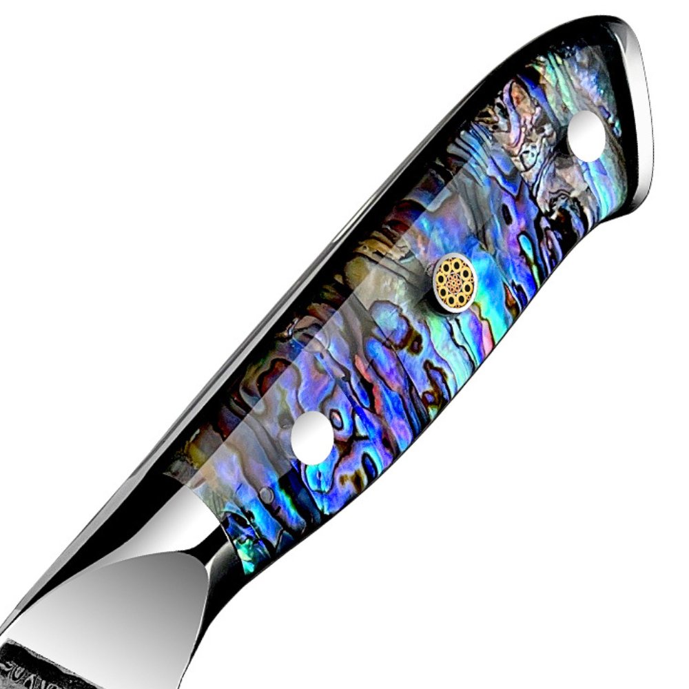 handmade chef knife - Ronin VG10 9" Chef Knife Damascus Steel Knife with Abalone Shell Handle - Shokunin USA