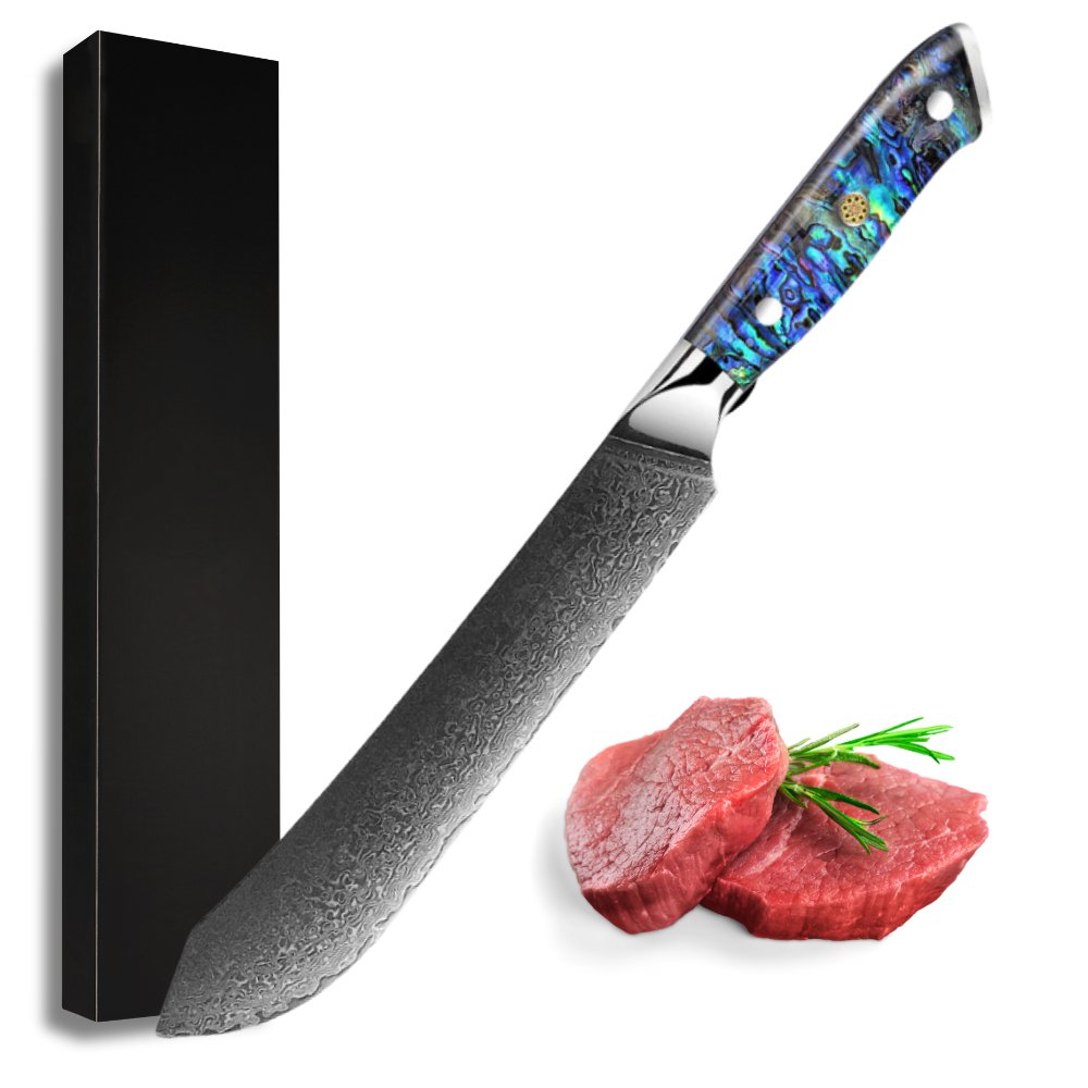 kitchen knife - Ronin VG10 9" Chef Knife Damascus Steel Knife with Abalone Shell Handle - Shokunin USA