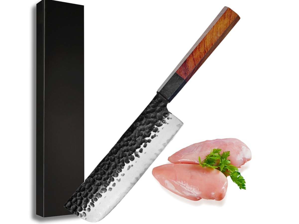 professional chef knife - Ryujin™ 7.0" Nakiri Knife with Rosewood & Ebony Wood Handle - Shokunin USA