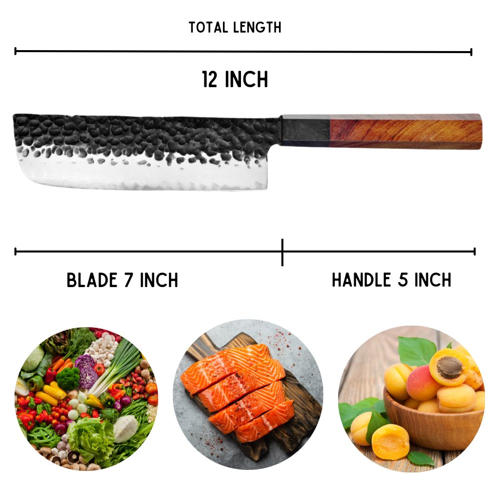 handmade chef knife - Ryujin™ 7.0" Nakiri Knife with Rosewood & Ebony Wood Handle - Shokunin USA
