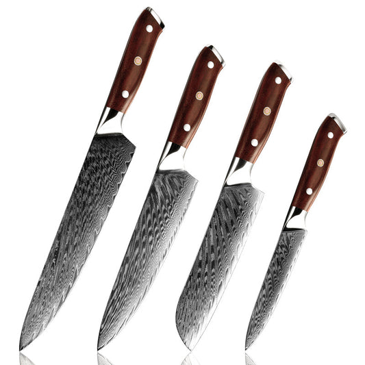 leather knife sheath - Splendor Knife Set 4 Piece VG10 Damascus Steel with Pakkawood Handle & Sheath - Shokunin USA